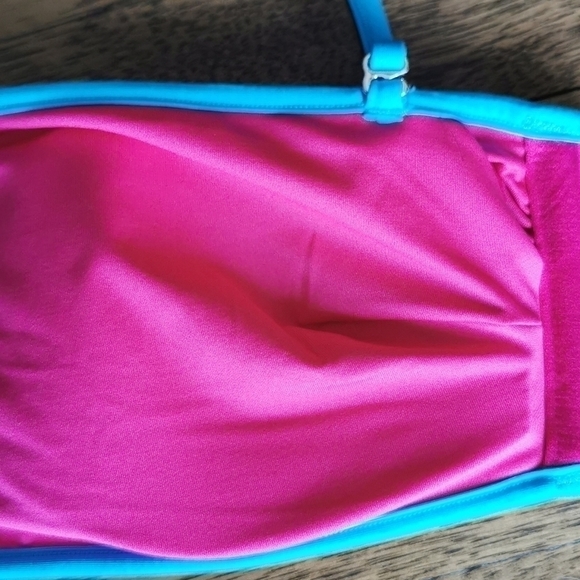 Victoria's Secret Bikini Top Bandeau Pink Blue New Large - Picture 4 of 6